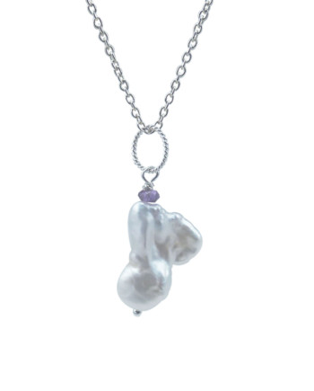 Pearl pendant white pearl. Modern pearl jewelry designed and created by Jewelry Olga Montreal Canada