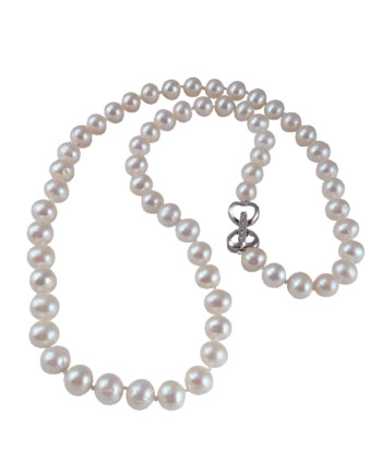 Classic pearl necklace small white pearls. Designer pearl jewelry by Jewelry Olga Montreal Canada