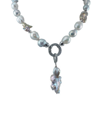 Unique designer pearl necklace with baroque pearls. Designer pearl jewelry by Jewelry Olga Montreal Canada