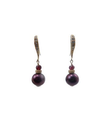 Delicate pearl earrings black pearls. Modern pearl jewelry by Jewelry Olga Montreal Canada