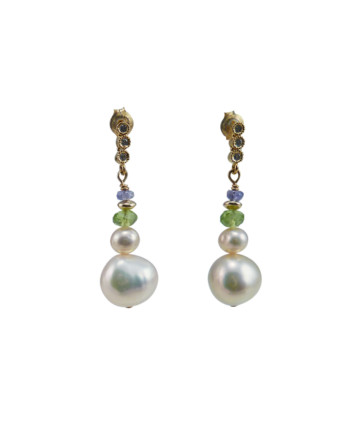 Apricot silvery pearl earrings. Designed and created by Jewelry Olga Montreal Canada