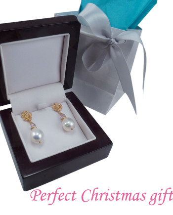 Gorgeous white designer pearl earrings designed and created by Jewelry Olga Montreal Canada