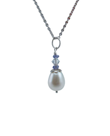 Pearl pendant drop shaped white pearl. Designed and created by Jewelry Olga Montreal Canada