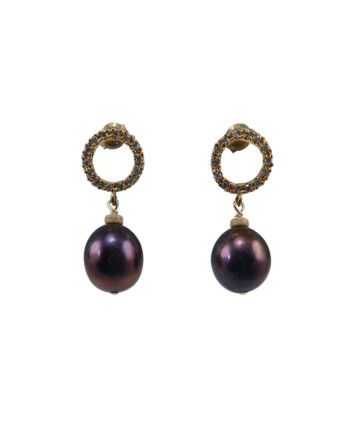 Elegant black pearl earrings. Modern black pearl jewelry features freshwater black pearls. Designed and created by Jewelry Olga Montreal Canada