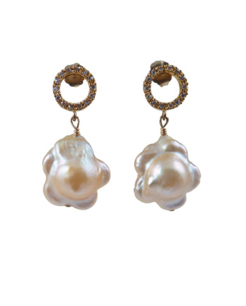 Unique pearl earrings rose bud pearls. Designer pearl jewelry by Jewelry Olga Montreal Canada
