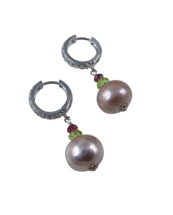 Stunning lavender silvery pearl earrings. Designed and created by Jewelry Olga Montreal Canada