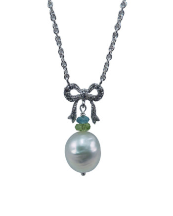 Stylish pearl pendant peridot and apatite. Designed and created by Jewelry Olga Montreal Canada