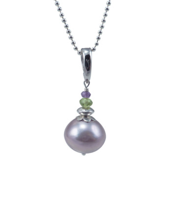 Rare lavender silvery pearl pendant necklace. Designed and created by Jewelry Olga Montreal Canada