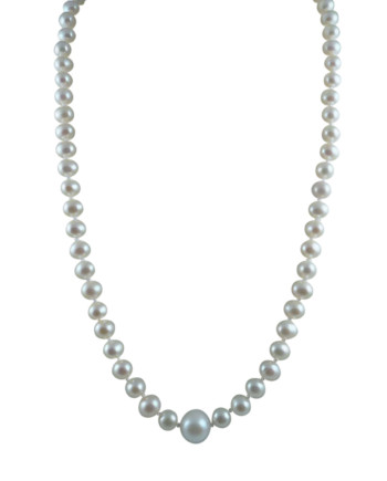 White mens pearl necklace designed and created by Jewelry Olga Montreal Canada