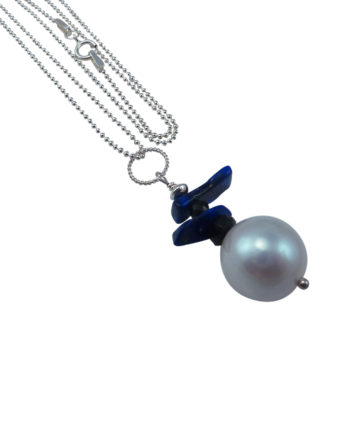 Silvery pearl pendant necklace. Stylish custom pearl jewelry designed and created by Jewelry Olga Montreal Canada