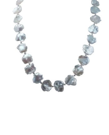 Stylish keshi pearl necklace created from freshwater pearls. Designed and created by Jewelry Olga Montreal Canada