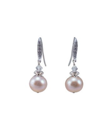 Dangling pearl earrings pink lavender pearls. Designed and created by Jewelry Olga Montreal Canada