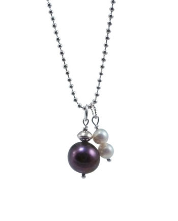 Pearl necklace with two pendant charms. Designed and created by Jewelry Olga Montreal Canada